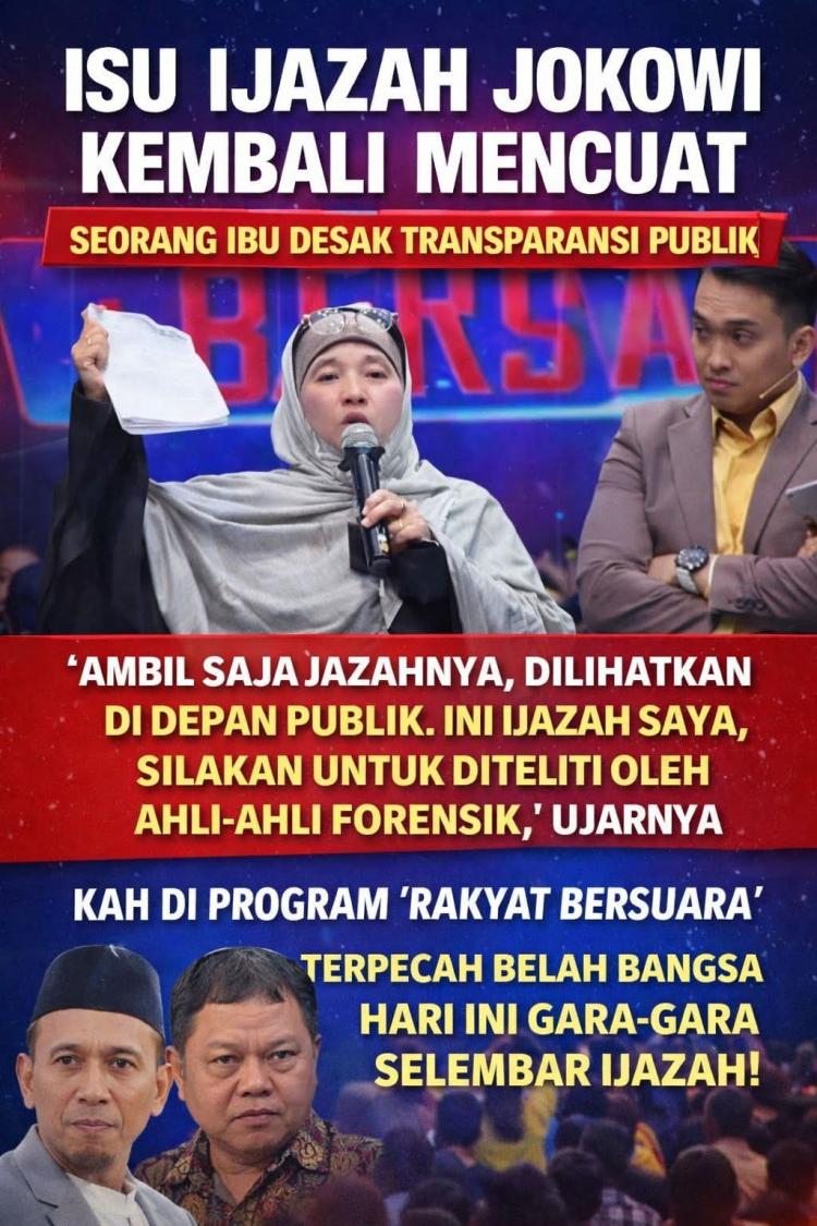 Debat Ijazah Jokowi Kembali Mencuat, Seruan Uji Forensik Menggema